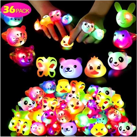 36 Pack Light Up Rings Glow in The Dark Party Supplies, Light up Party Favors - Picture 1 of 7